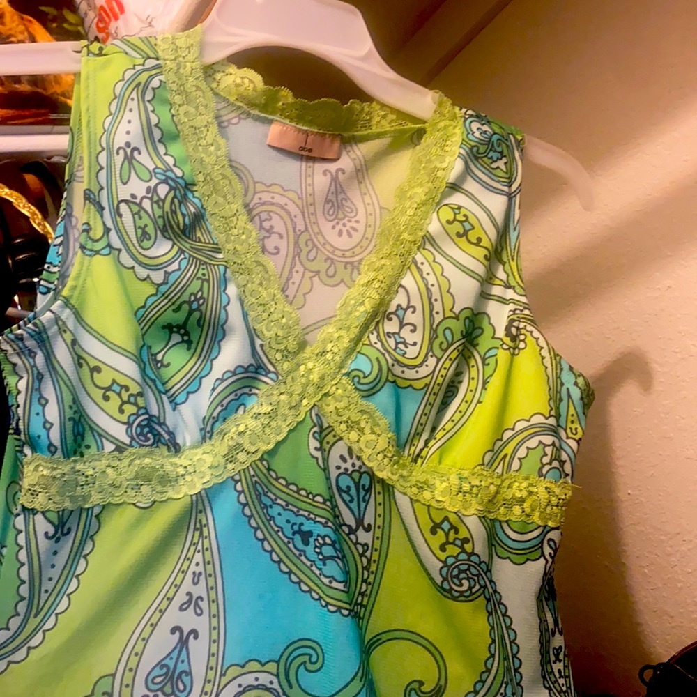 Green/blue paisley blouse